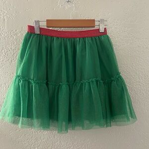 Holiday‎ Time Kids Green Tulle Skirt with Red Shiny Waistband Size Medium (7-8)